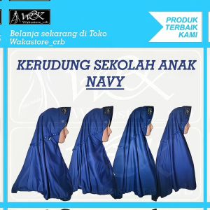 Kerudung sekolah anak Hijab sekolah Navy BIru Dongker TK SD SMP SMA DEWASA serut renda samping astri