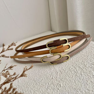 Thắt Lưng Da Lợn Mỏng Cho Nữ Mùa Hè Không Lỗ Váy Vest Quần Jeans Trang Trí Quần Bó Thắt Lưng Da Thật Thắt Lưng Nhỏ