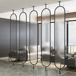 Nordic Luxury Rotatable Glass Screen Partition Simple Modern Living Room Office Partition Entrance Hall Privacy Screen Windproof