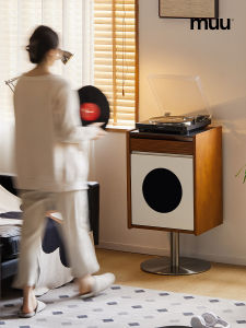 MUU Solid Wood Rams Side Cabinet Japanese Style Living Room Vintage Storage Ottoman Floor Standing Cabinet with Door