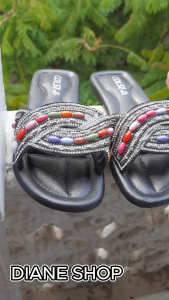 New Womens fashionable flat sandals Korean style slip-on rubber non-slip material versatile slippers suitable for all seasons 090523