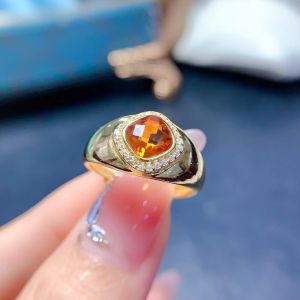 2024 women ring yellow Citrine Ring silver jewelry 925 sterling silver  gold color women party birthday gift