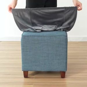 1PC Elastic Square Ottoman Cover Polar Fleece Footstool Covers Stretch Footrest Slipcovers House Pouf Furniture Protector 스툴커버
