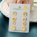 4Pairs/Lot Lovely Stainless Steel Dog Paw Stud Earrings for Women Everyday Jewelry Fashion Animal Cat Footprint Earing Accessory. 
