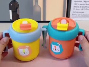 [FREE STRAW & Lids] 300ML 12oz Kids Drink Milk Cups with stainless steel Thermos Vacuum Baby Sippy Water/Milk Botol