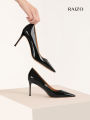 RAIZO Comfortable Classic Handmade High Heels Leather Sole Fashionable Work Commute Shoes Sharp Pointed Toe Women's Footwear. 