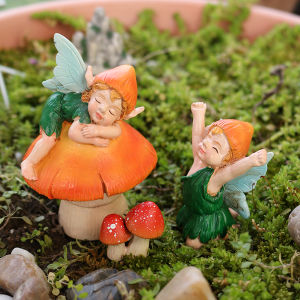 3-piece set of cute garden mushroom fairy bonsai resin statues fairy garden bonsai creative ornaments courtyard lawn