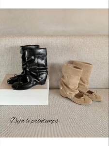 SHÉII | Giày Ankle Boot Tây Phương Có Nơ Chi Tiết Đế Nhựa 5cm Tháo Lắp Được Cho Nữ