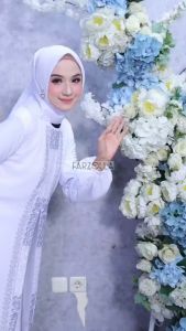 Grosiran Model Terbaru Gamis Abaya Putih Jersey Mix Ceruti Lengan Kerut Hawa 741