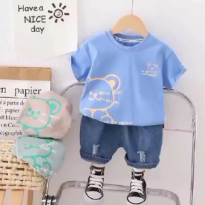 Setelan Baju Anak Laki-laki Dan Perempuan Motif Teddy Bear Feel Usia 1-5 Tahun