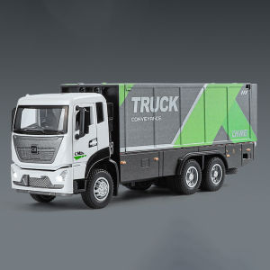 1/32 Alloy Wingspan Container Truck Toy Cars Models 5 Doors Opened Van Light Sound Transport Vehicle Childrens Educational Toys