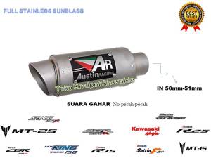 Silincer / Silinser  Racing Suara Bass Gahar Sanblast Inlet 50mm-51mm Universal untuk Semua Tipe Motor