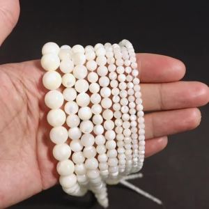 Hạt Đá Vỏ Trochus Tự Nhiên Hình Tròn Rời Dùng Làm Phụ Kiện Trang Sức DIY Vòng Tay Vòng Cổ Kích Thước 3/4/6/8/10mm