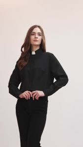 Priest Shirt Uniform for Women Clergy Tab Collar Catholic Church Pastor Costume