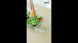 Hộp mang cơm văn phòng chia 2 ngăn Matsu Lock nhựa PP thủy tinh chịu nhiệt có ron silicone ngăn tràn dùng an toàn trong lò vi sóng