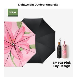 Beneunder | Large Flower Double Layer Sunscreen Umbrella BM398 Sunny Rain Dual Purpose Sunshade Umbrella Womens Black Glue UV Protection Three Fold Sun Umbrella