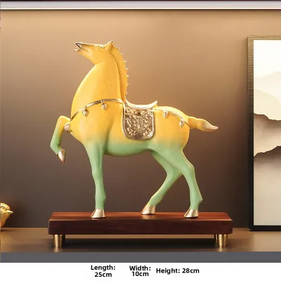 Chinese Style Wealth Attracting Horse Decoration Luxury Office TV Cabinet Decor Living Room Entranceway Ornament Handmade Resin Sculpture