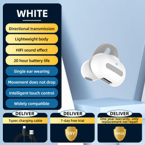 VAORLO หูฟังบลูทูธ5.3 แบบหูเดียวรองรับสัญญาณเสียงผ่านกระดูกโหมด TWS 360 ° เสียงแบบพาโนรามาเพลง HIFI หูฟังต่างหูแบบหนีบเกมกีฬากันน้ำและชุดหูฟังขนาดเล็กกันเหงื่อ
