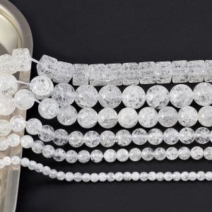 ลูกปัดคริสตัลธรรมชาติ ลูกปัดทรงกลม ลูกปัดเหลี่ยม วัสดุสำหรับทำสร้อยข้อมือ DIY อุปกรณ์ทำเครื่องประดับ ลูกปัดคริสตัลระเบิด