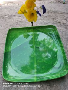 nampan melamin motif daun 25cm/wadah makanan/tempat menyimpan kue
