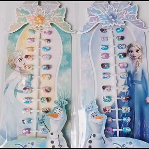 【READY STOCK】24 pieces Cartoon Removable Fake Nails Princess Elsa Anna Sofia Children Manicure 24片冰雪公主可拆卸假指甲 (S47)