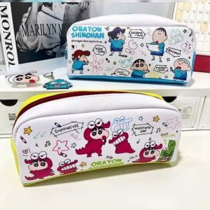Kawaii Crayon Shin Chan Pencil Box Anime Stationery Storage Bag Student Large Capacity Pen Bag Cartoon School Stationery Supplies Childrens Gifts