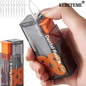 KEBETEME Portable Floss Plastic Toothpicks Box Dental Floss Stick Dispenser Dental Floss Box Automatic Pop-up Dental Floss Storage Box