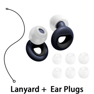 Comfort Sleeping Silicone Ear Plugs With Silicone Lanyard Reusable Noise Reduction Earbuds For Insomnia Quiet Study Environment