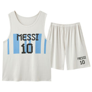 MiiOW | ชุดนอนผ้าไหมน้ำแข็งสำหรับผู้ชาย ฤดูร้อน 2025 ใหม่ แขนกุด หลวมๆ ขนาดใหญ่ ใส่กลางแจ้งได้ เสื้อผ้าใส่อยู่บ้าน ชุดนอนสบายๆ