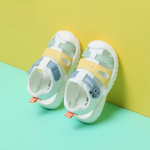 Bobdog Baby Sandals Soft Bottom Learning to Walk Shoes Boys Beach Shoes Summer Breathable Mesh Casual Leather Splicing