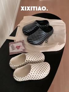 XIXITIAO | Korean Style Dots Slip On Beach Slippers