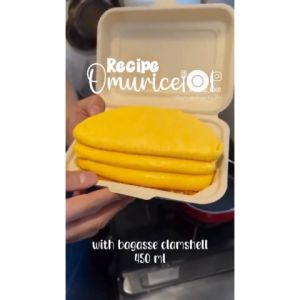 Bagasse Clamshell / Mini Lunch Box / Packaging makanan Serat Tebu 600 ml / 10 Pcs / B001