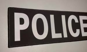 Patch 2 Pack Reflective Patch Hook and Loop Durable Fabric Patch with Reflective Printed Letters for Officer Guard Custom Uniforms Vest Jacket Carrier 1 Small and 1 Large