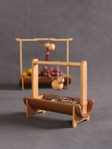 Fulu Bamboo Handheld Fruit Basket Tea Cooking Candy Tray Chinese Style Snack Display Plate round Edge No Pattern Handled Basket