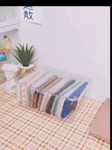 【Woody】Facial Mask Storage Box Desktop Transparent Finishing Box Cosmetic Skin Care Makeup Organizer bathroom Storage Box with Lid