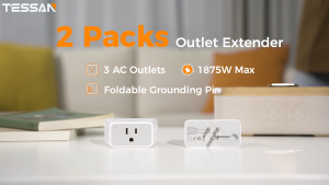 TESSAN Foldable Prong Plug Adapter Japan Travel Adapter 2-Pin Wall Socket Power Strip Extension 2 Pack Portable Adapter Travel to Japan/Taiwan/USA