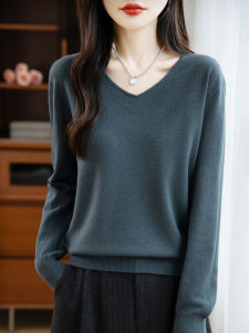 Slim Stylish Soft Loose V-Neck Pure Color Sweater