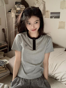 Summer New Butterfly Knot T-Shirt Womens Casual Loose Short Sleeve Wafer Collar Top Fashionable Short Length Creative Print