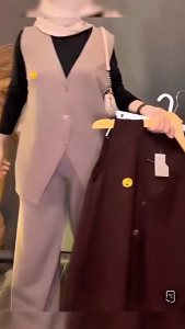 WILONA SETELAN VEST KNIT SIMPLY ELEGAN KNIT FLORENCIA OOTD TERBARU