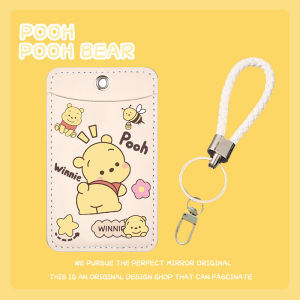 Adorable Winnie the Pooh Card Holder Creative Cartoon School ID Card Drop-off Card Work Badge PU Material Storage Display