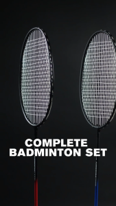 Elite Smash9000 2-Player Badminton Racket Set - Blue & Red with Free Carry Bag and 3pcs Shuttlecocks