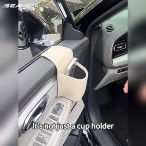 SEAMETAL Car Refined Leather Style Door Side Storage Pouch Soft Inner Lining Phone Cup Key Organization