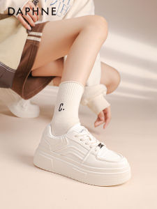 Daphne Womens Casual Shoes Thick Bottom Platform Sneakers Spring 2025 Heightening Versatile Slip-On round Toe PU Leather