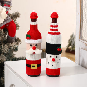 Christmas Decorations Red Wine Bottle Covers Home Living Room Santa Claus Deer Atmosphere Scene Arrangement Festive Accessories