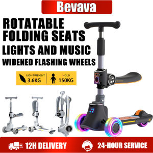 Scooter for kids 3-in-1 foldable scooter Adjustable height with led music light 3 wheel 2-12 years old kids scooter