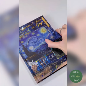Sổ tay ghi chép - sổ nhật kí bìa cứng ánh kim phong cách hội họa van gough - claude monet