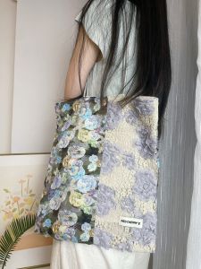 Dragons Breath Flower Libetry Canvas Tote Bag Womens Shoulder Bag Patchwork New National Style Soft Foldable Large Size