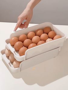 Elite Kitchen - 15 Slots 15 Grids Egg Storage Tray Container Stackable Multilayer Egg Storage Rack Egg Holder Box Organizer Fridge
