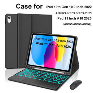 Case for iPad A16 11 Inch 2025 A3355 A3356 A3354Bluetooth Keyboard cover for iPad 10th 10.9 Inch 2022 A2696 A2757 A2777 A3162