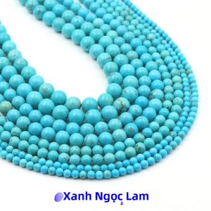 Đá Tự Nhiên Xanh Ngọc Lam Hạt Tròn 4 6 8 10 Mm Rời Miếng Đệm Cho DIY Trang Sức Làm Vòng Tay Vòng Cổ Thủ Công Mỹ Nghệ Phụ Kiện